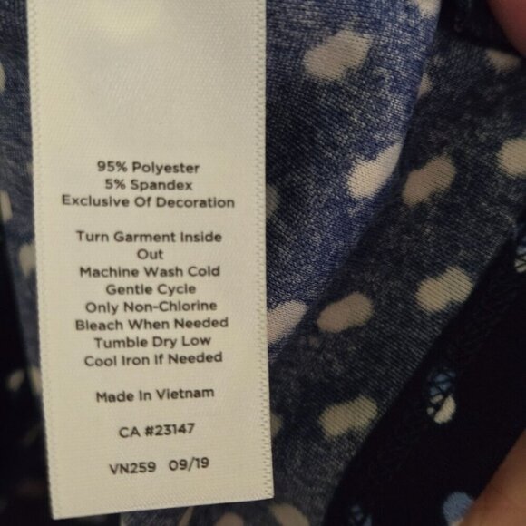 Talbots Blue White High Ruffled Collar Tie Neck Blouse Size M - Picture 8 of 8